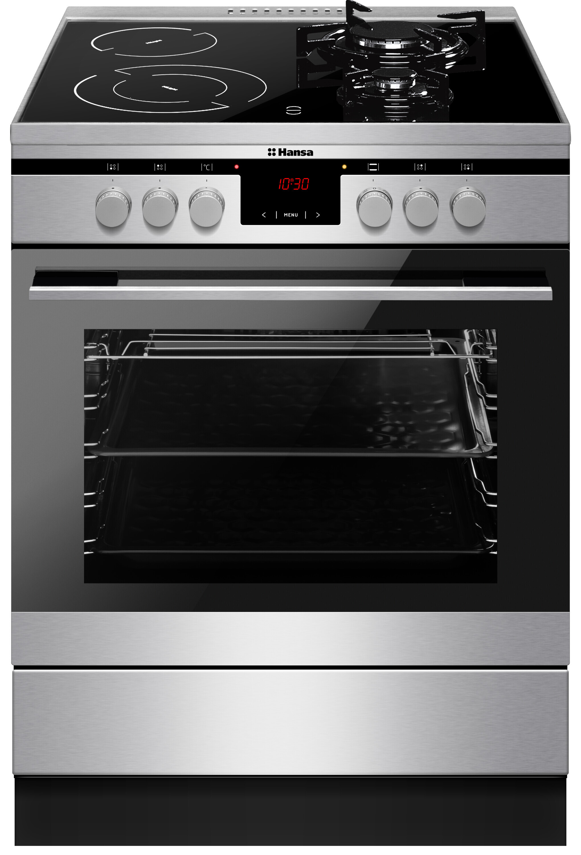 Freestanding cooker with mix hob