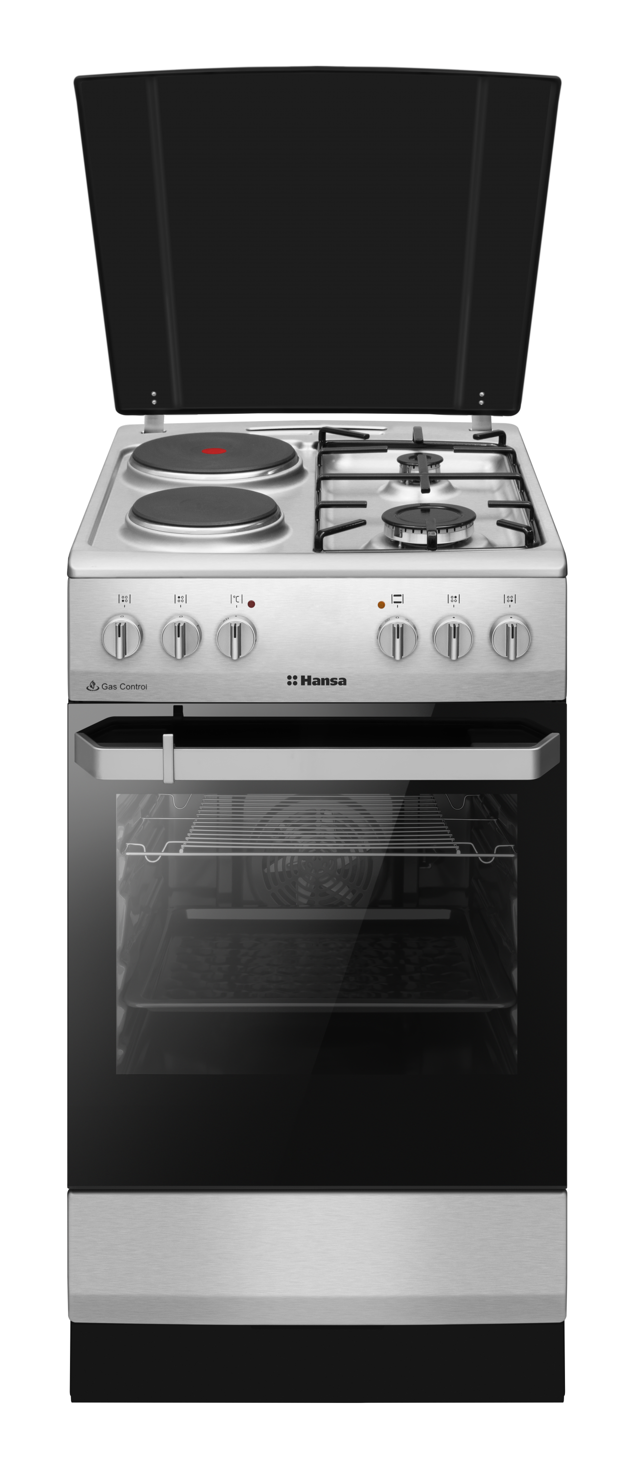 Freestanding cooker with mix hob