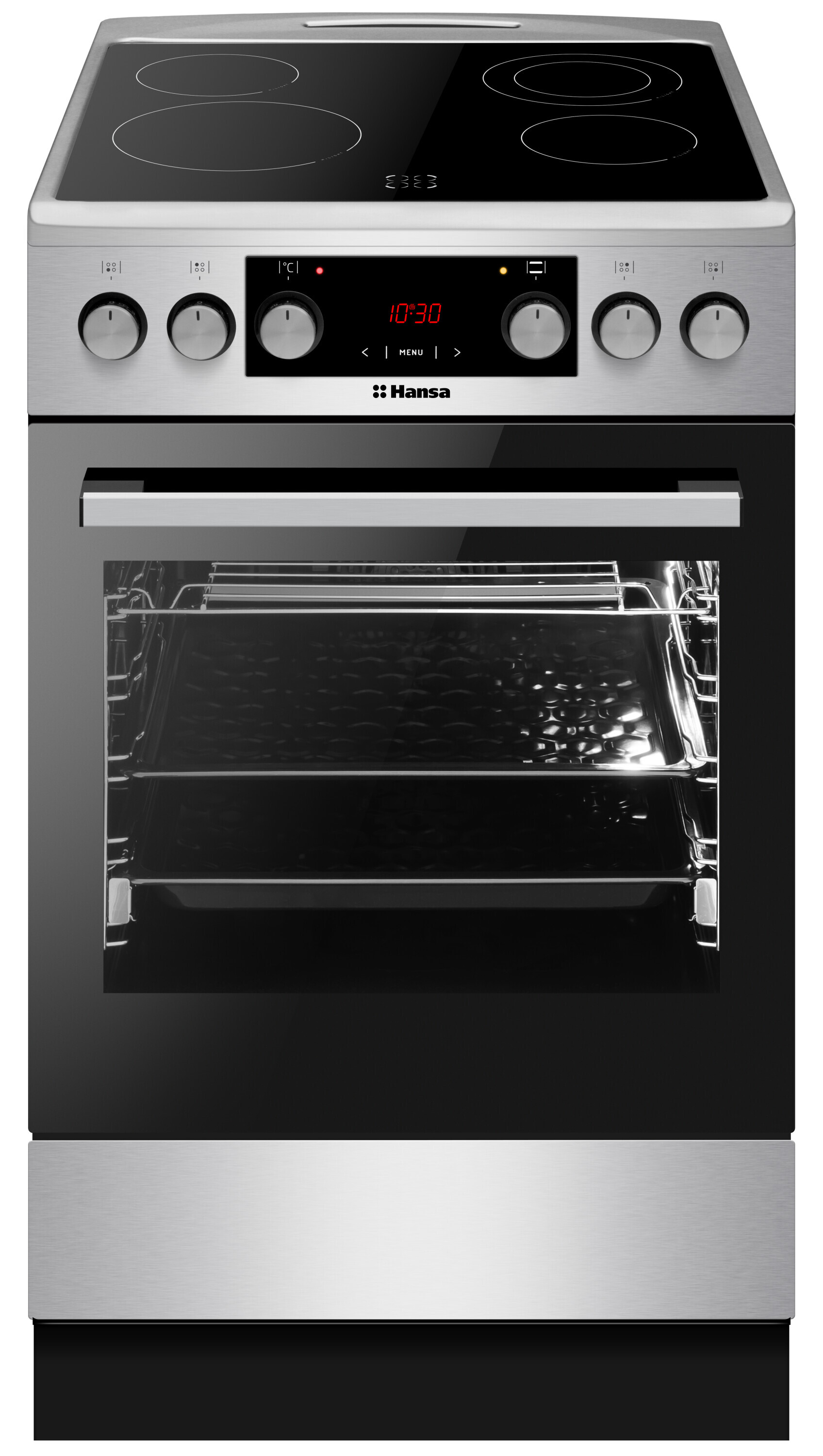 Freestanding cooker with ceramic hob